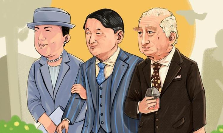 ilustrasi permaisuri masako, kaisar naruhito dan raja charles 3